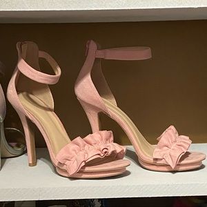 Pink Faux Suede Wild Diva Sandal Heels Size 10